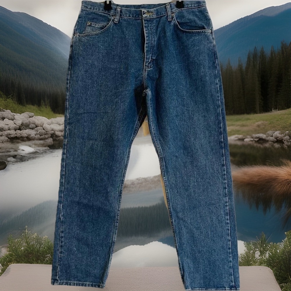 Wrangler Jeans Mens 38x32 Blue Denim Relaxed Fit 97601SB‎ Comfort Casual Pants